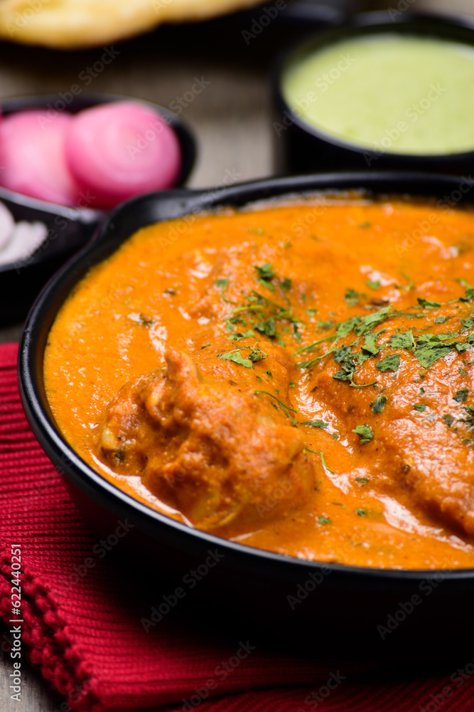 Closeup of butter chicken punjabi style food Closeup of butter chicken punjabi style food