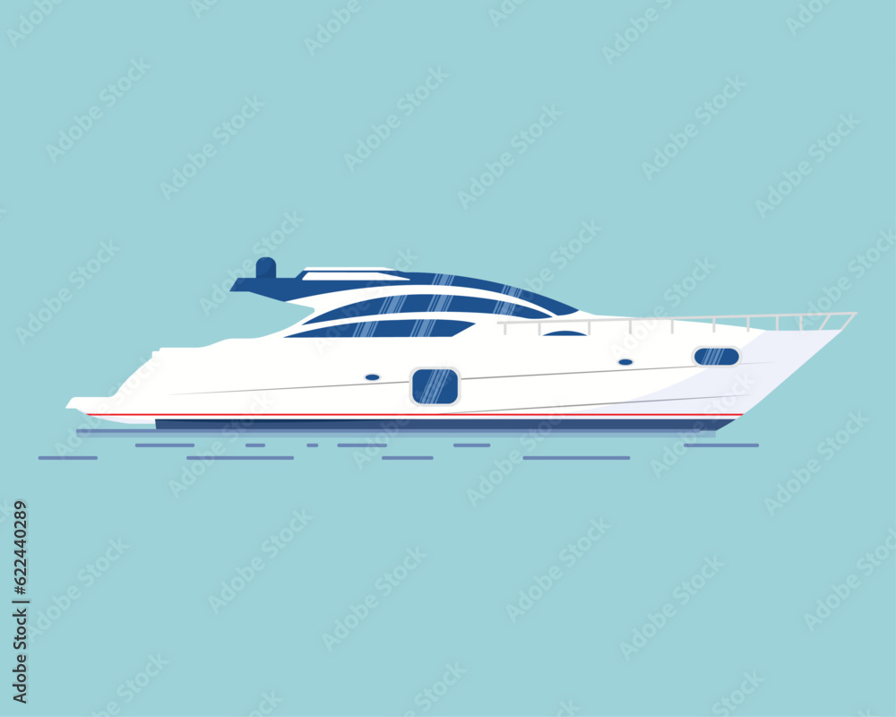Yacht. Sea transport vector illustration in flat cartoon style.