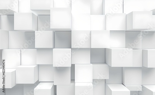 Abstract geometric background. Overlapping white 3d squares. Generative AI.