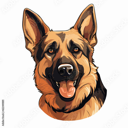 simple cartoon clipart german shepard dog white background 