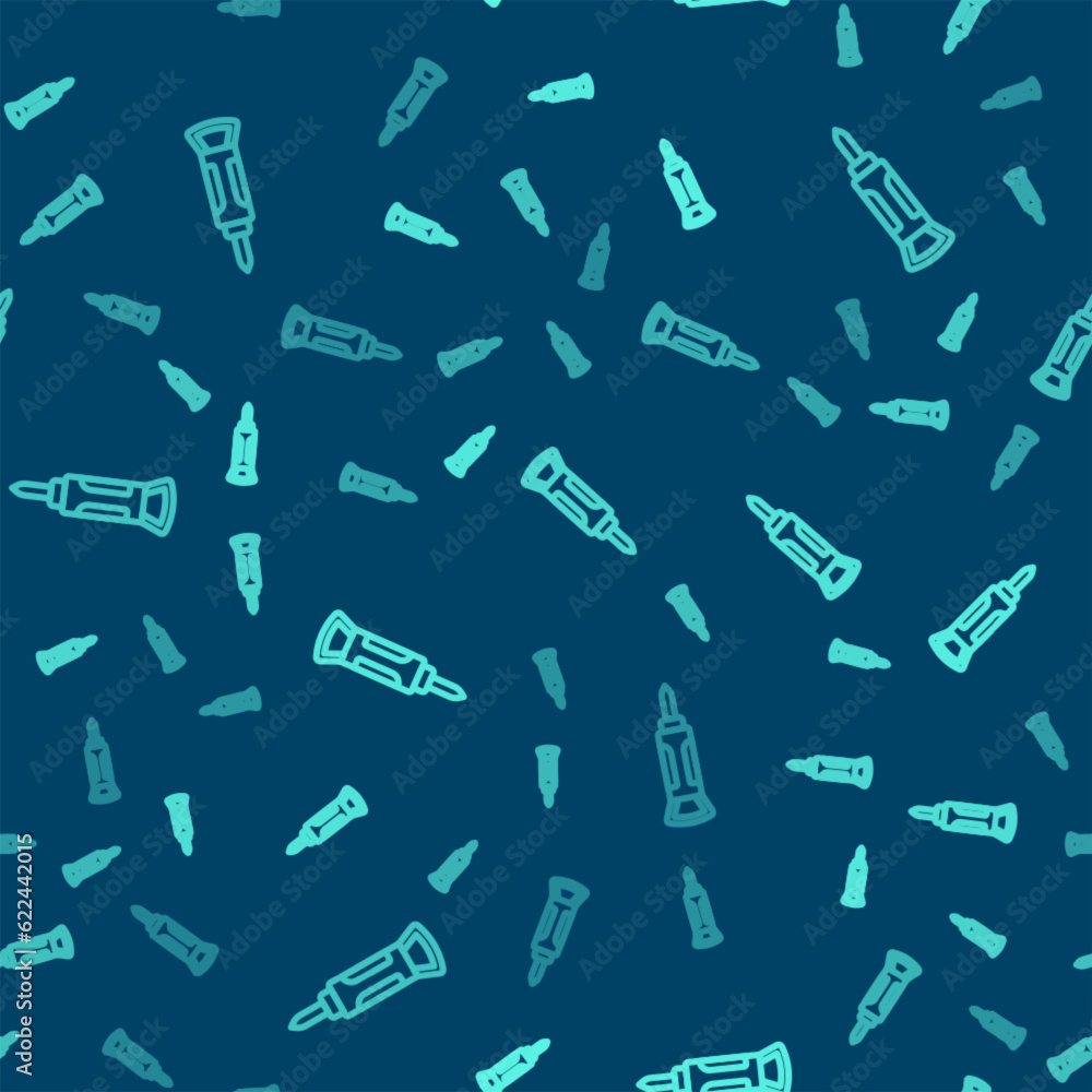 Green line Construction jackhammer icon isolated seamless pattern on blue background. Vector Green line Construction jackhammer icon isolated seamless pattern on blue background. Vector