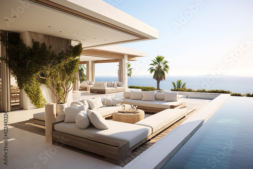 luxury resort hotel with pool  generative ai
