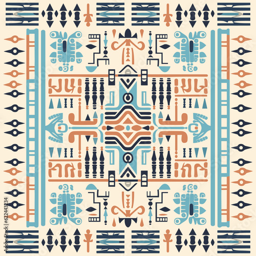 Ethnic Egyptian fabric pattern traditional folk antique. Ornate elegant luxury background.