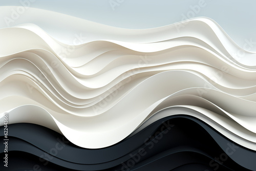 Abstract background with monochromatic waves. Smooth black and white colors as designing apps or products backdrop, generative ai