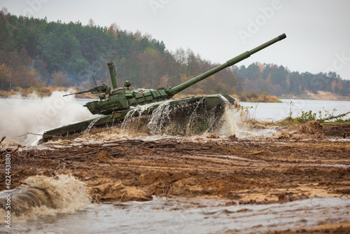 Tank overcomes the river under water