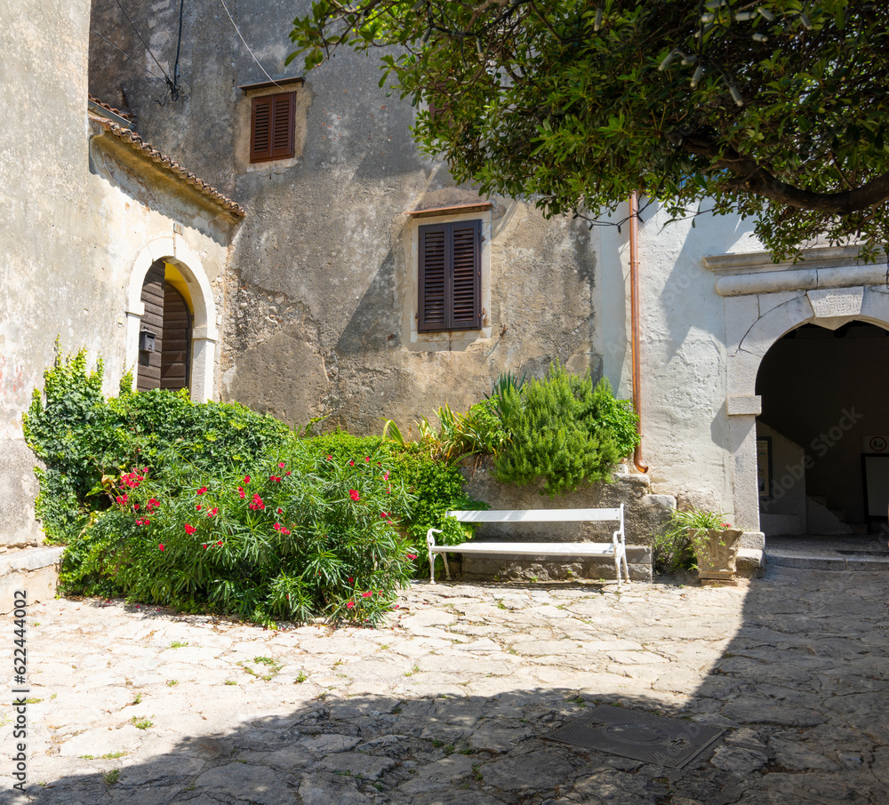 The old stone houses in Moscenice, Croatia