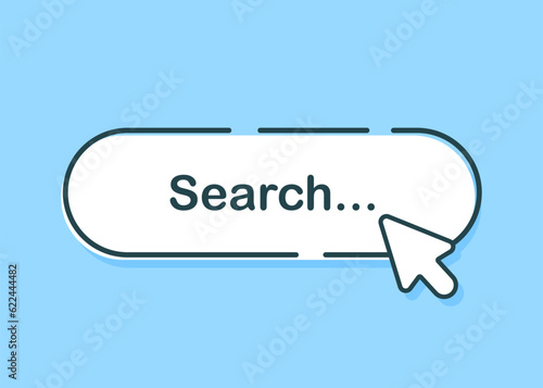 Set of browser search bar icons on bright background. A collection of search form templates for sites. Vector illustration.