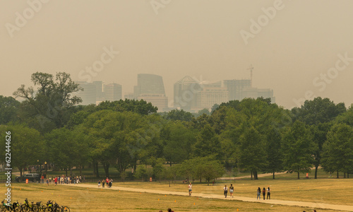 Smoke from Canadian Wildfires Covers Washington, DC. Low Air Quality. Hazardous Air. Climate Change.