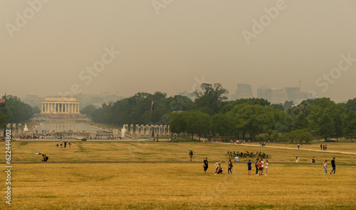 Smoke from Canadian Wildfires Covers Washington, DC. Low Air Quality. Hazardous Air. Climate Change.