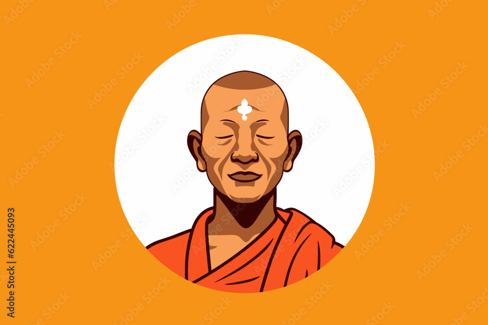 Vetor de Doodle inspired Yogi Adityanath, cartoon sticker, sketch