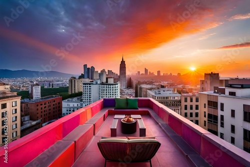 sunset over the city