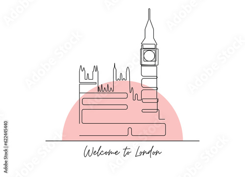 Fotografie, Obraz Line drawing of Big Ben tower famous for tourism
