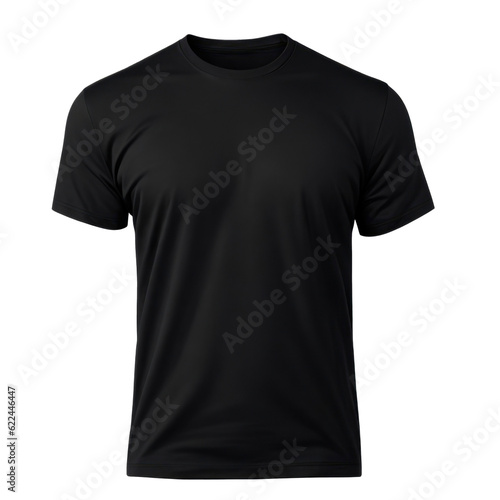 Men Blank T-Shirt Mockup isolated on transparent background. Black color. AI Generative