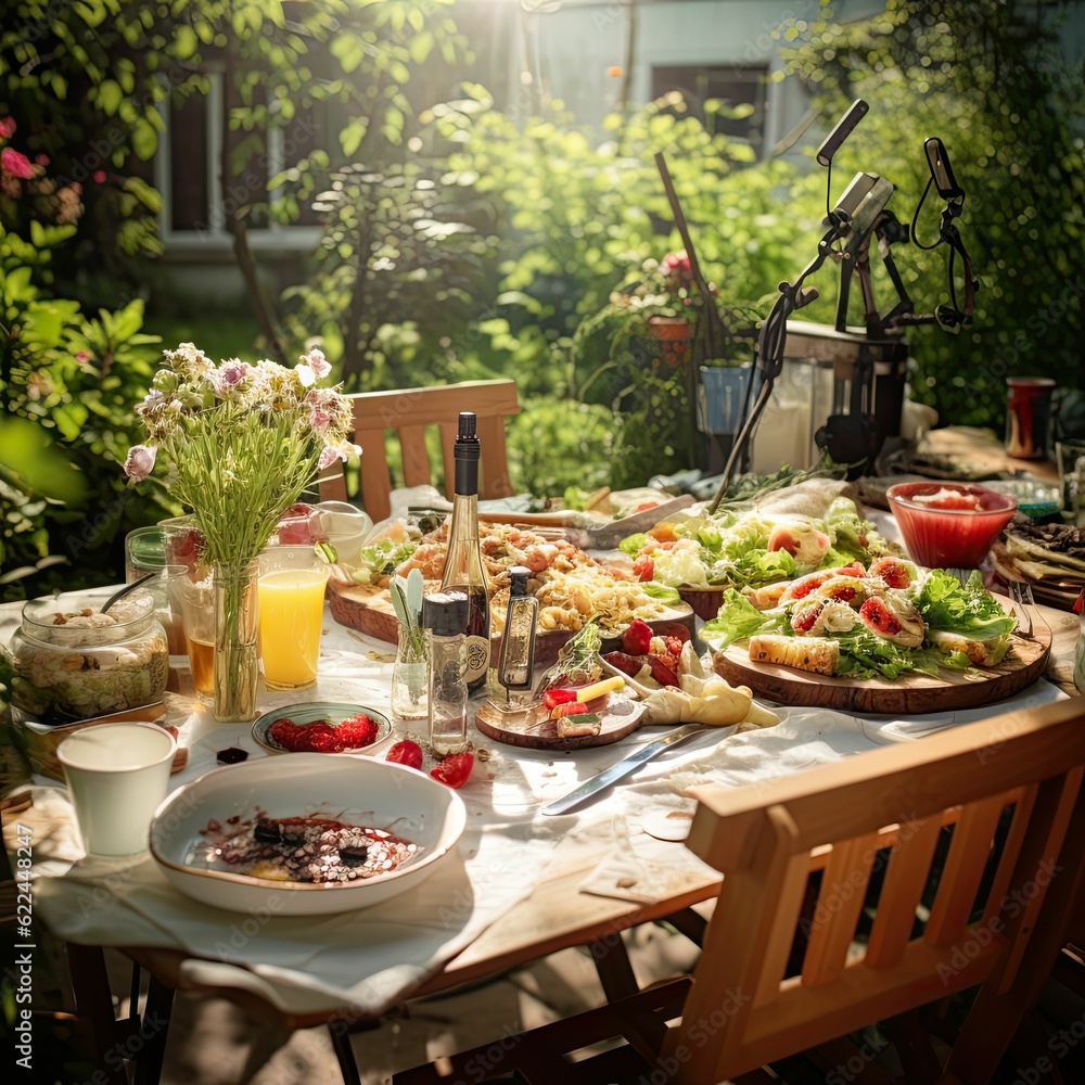 table setting for dinner outside