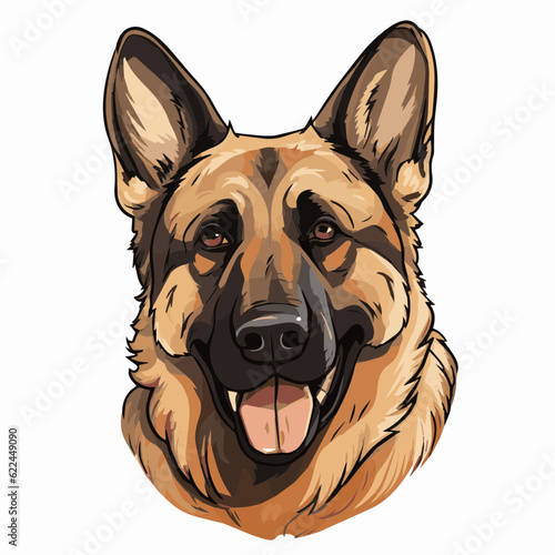 simple cartoon clipart german shepard dog white background 