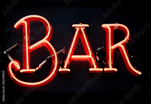 red neon bar sign