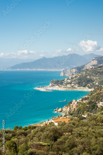 The coast of Varigotti and Ligurian Sea from the Sentiero del Pellegrino, Italy