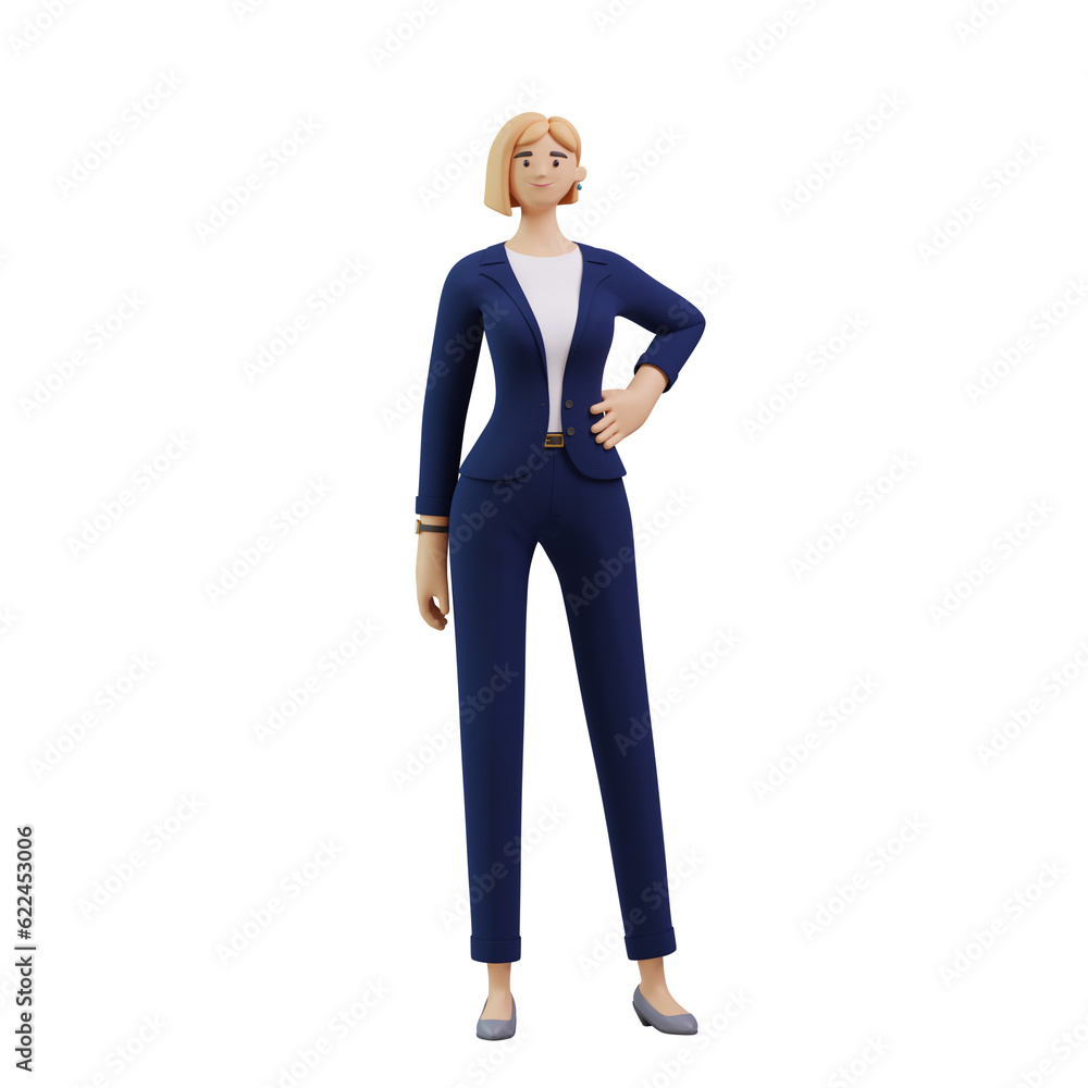 Business Woman Standing With Hand On Waist Business Woman Standing With Hand On Waist