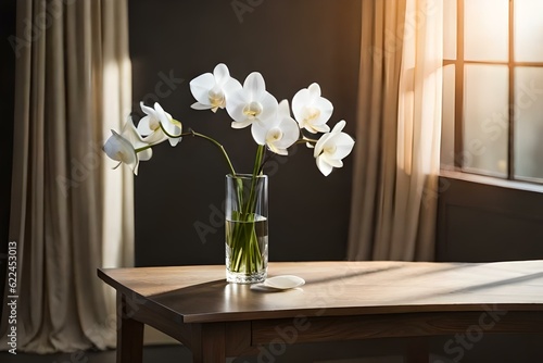 flowers in vase on tablegenerated by AI technology