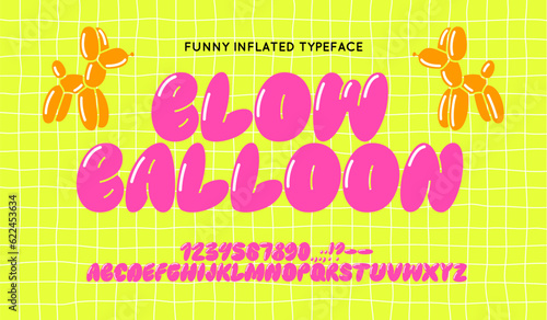 Pink Glossy Balloon Font. Funny Typeset in Y2k 3d Style. Vector Bubble Gum Alphabet. Cute Letters Pinkcore Aesthetic