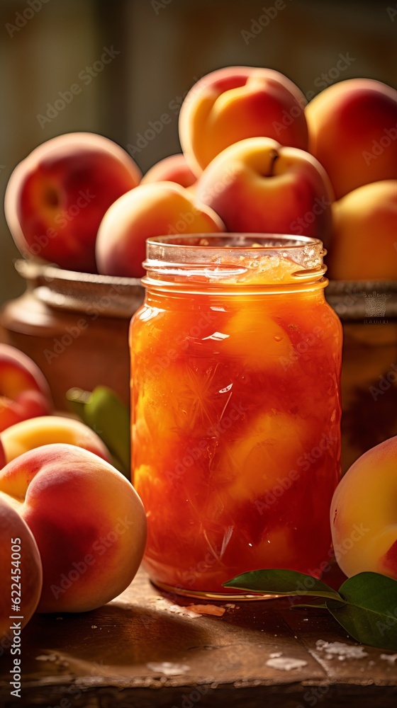 Closeup of Fresh Peaches Jam for a Burst of Flavor Closeup of Fresh Peaches Jam for a Burst of Flavor