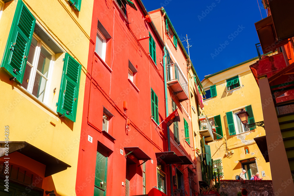 Colorful streets of Boccadasse traditional town, Genoa, Italy