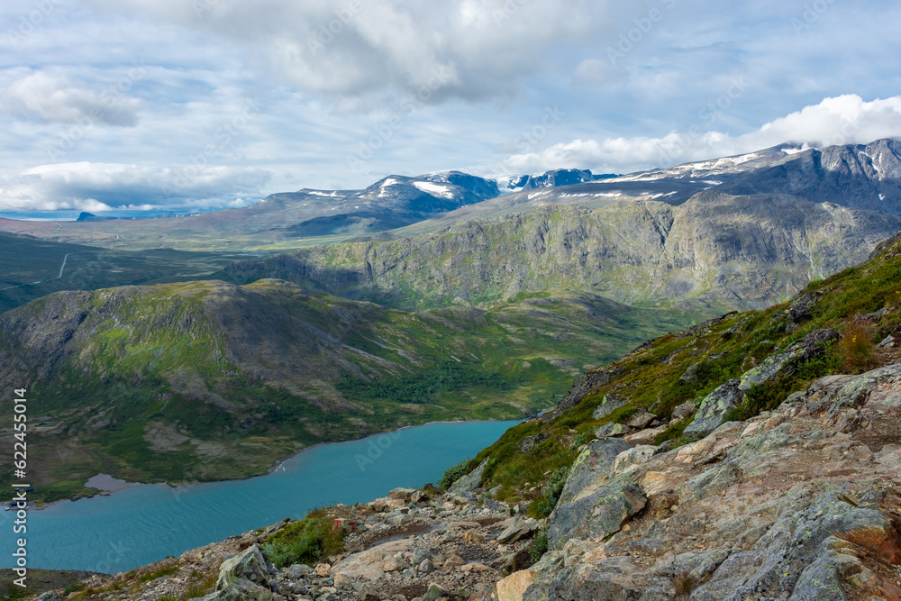Beautiful landscape of Jotunheimen National Park from the Besseggen  Ridge, Norway