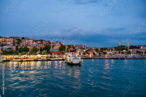 City Lines Ferries and bosphorus, Uskudar at night