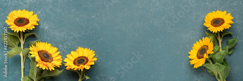 Banner with beautiful sunfl...