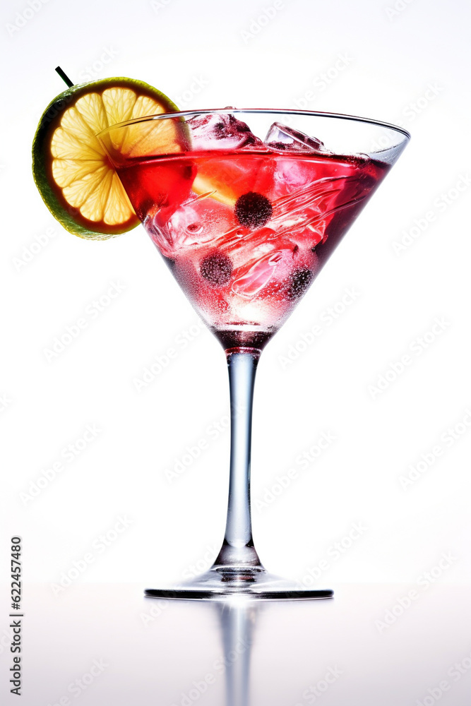 glass of cocktail drink isolated on white, Created using generative AI tools. glass of cocktail drink isolated on white, Created using generative AI tools.