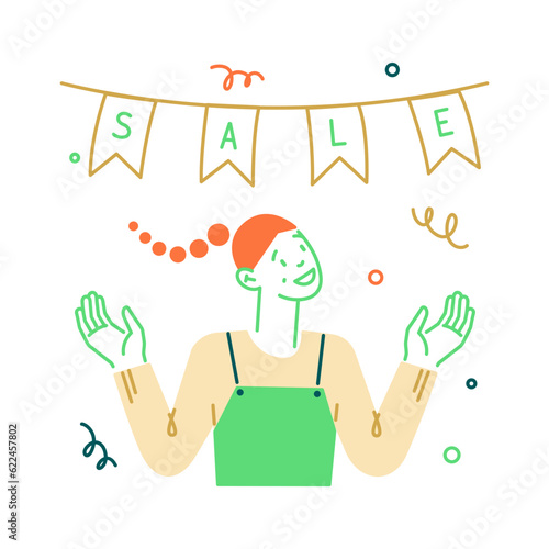 woman rejoices at start of sale