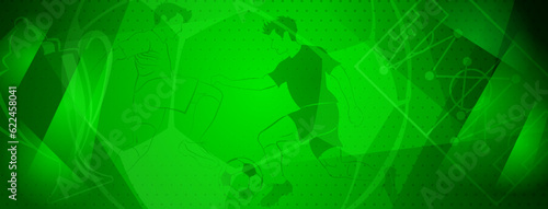 Fotografie, Tablou Abstract soccer background with a football players kicking the ball and other sp
