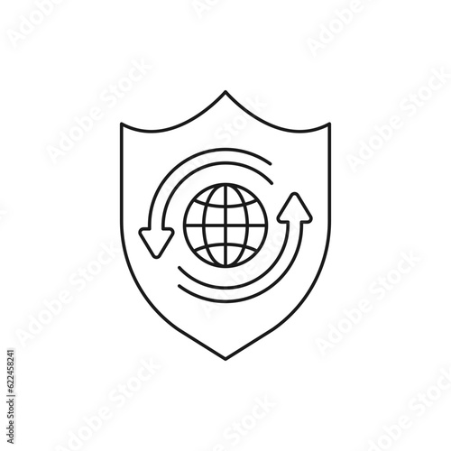 Secure internet connection. Online protection shield line icon isolated on white background. Vector illustration
