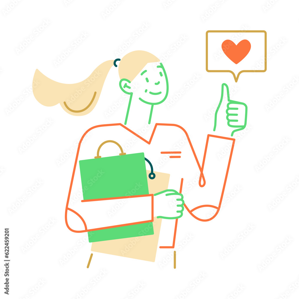 woman approved of her purchases by liking woman approved of her purchases by liking