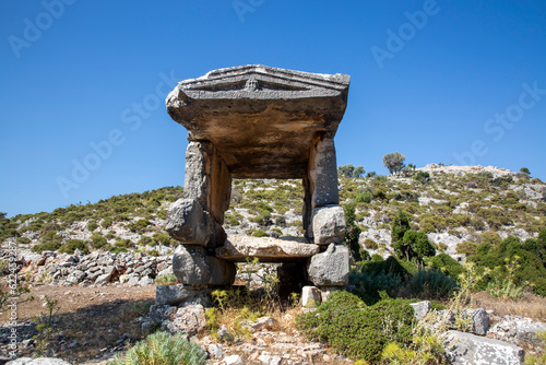 Sidyma Ancient City in Turkey. Rock tombs in Ancient Site of Sidyma, Mugla, Turkey photo
