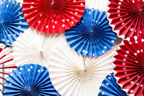 Patriotic USA paper fans on background wallpaper.