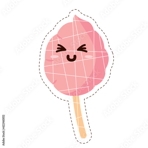 Isolated colored cute happy cotton sugar emoji sticker Vector