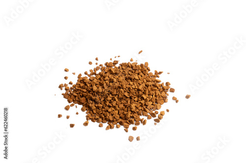 instant coffee grains isolated on white background