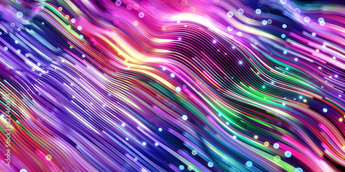 3d render, abstract background with wavy glowing neon lines, colorful wallpaper