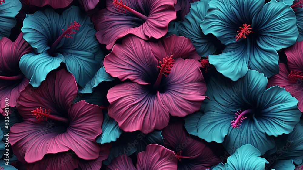Pattern of Seamless Blue and Violet Hibiscus Design Pattern of Seamless Blue and Violet Hibiscus Design