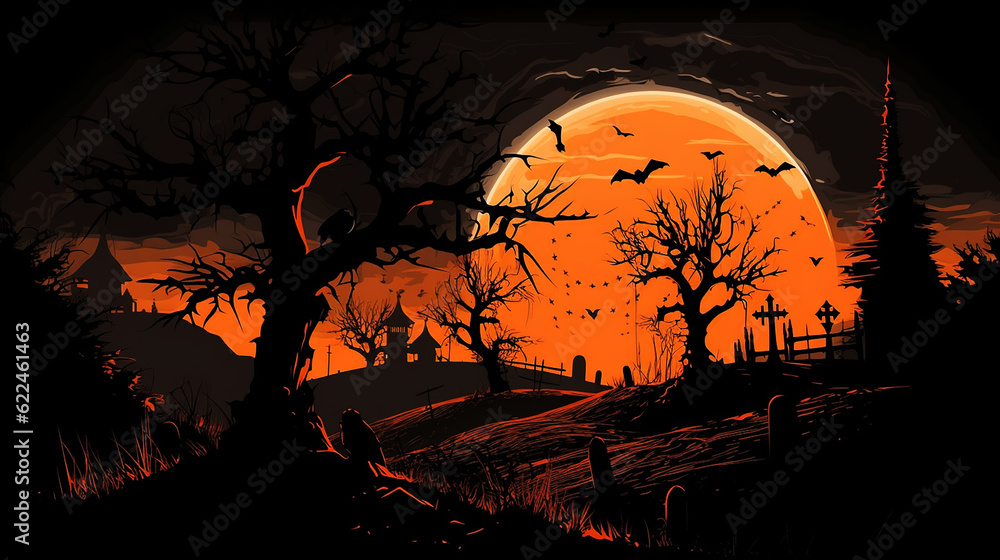 haunted old mansion spooky Halloween scene