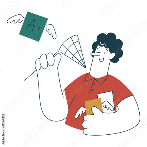 Intelligent student catching good grades in exam