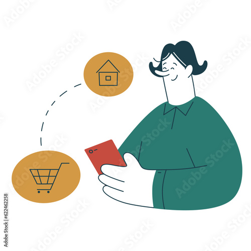 Woman getting home delivery