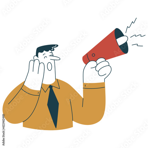 Man announcing for sale in megaphone