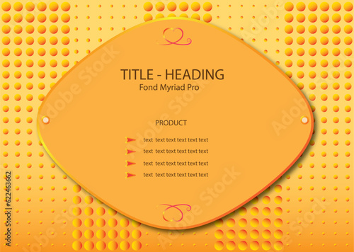Decorative honey packaging banner design with frame. Advertising cosmetic or honey product. Sunny background. Space for your text and template font design. Vector and jpg format.
