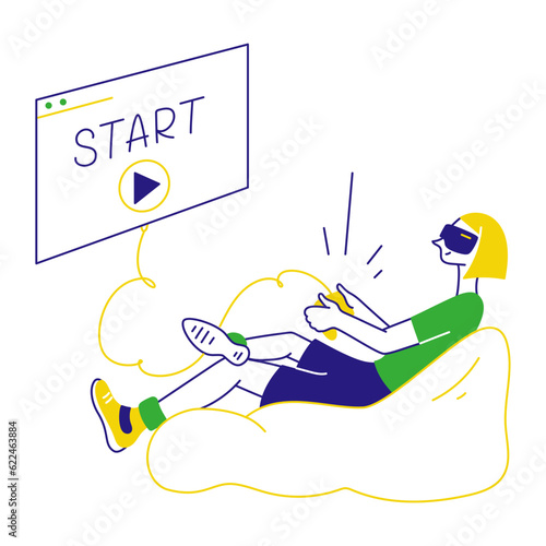 woman runs video game