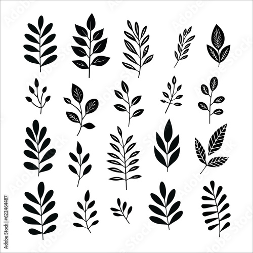 Hand drawn vector assortment of tropical leaves for versatile use