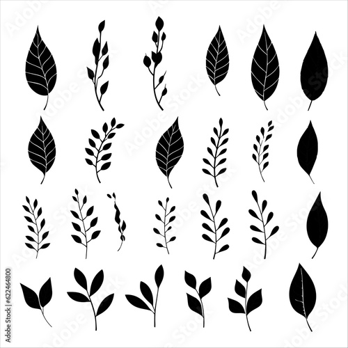 Tropical leaves in hand drawn vector collection