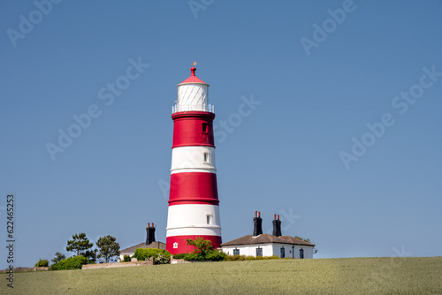 View of Happisburgh lighthouse on a spring afternoon  North Norfolk  England