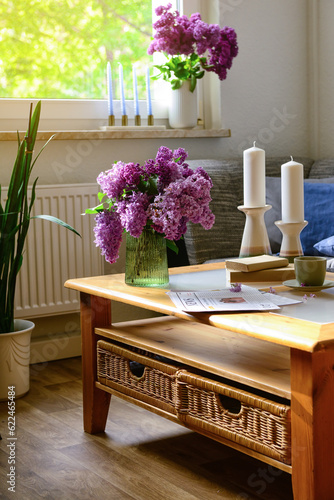 Vase with beautiful lilac f...
